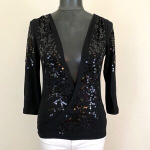 90s Vintage Moschino Reversible Sequin Low Cut Top